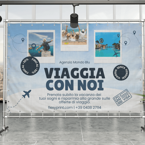Banner in PVC microforato ignifugo