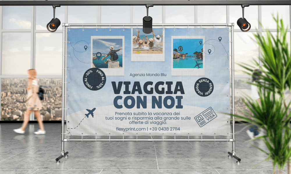 Banner in PVC microforato ignifugo